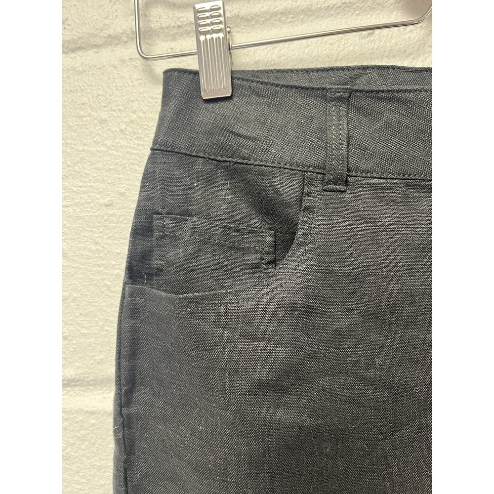Beatriz Camacho Black Linen Pants US size 8 Straight Leg 29" Inseam Luxury Beach - Picture 3 of 13